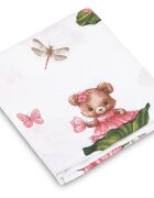 Sensillo Paturica multifunctionala pentru copii imprimeu Ursuleti roz 120x120 cm din muselina tesatura usoara din bumbacutilizare caruciorpatutscaun automaterial respirabil