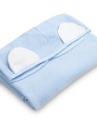Sensillo Poncho de baie pentru copii Blue cu gluga si urechiuse decorativematerial bumbac inchidere cu capsedimensiune 55x60 cm