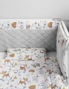 Sensillo Protectie laterala patut Karo Forest 180x30 cm cu doua fetesuprafata din bumbac imprimatplus umplutura antialergicaprindere cu panglici