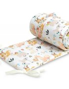 Sensillo Protectie laterala pentru patut copii Picnic 180x30 cm din bumbac 100design cu volanasprindere cu pangliciumplutura antialergica