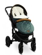 Sensillo Saculet de iarna Riviera Dark Green 95x45 cm compatibil caruciorlandousanie material matlasat elegant din catifea orificii pentru centuri siguranta acces cu fermoar