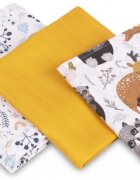 Sensillo Set 3 piese pentru bebelusi din muselina Trio Forest EG-0104 cu paturicascutec si prosopel 120x120 cm60x80 cm38x38 cmmaterial bumbac moale si absorbant