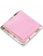 Sensillo Set 3 piese pentru bebelusi din muselina Trio Pink EG-0102 cu paturicascutec si prosopel 120x120 cm60x80 cm38x38 cmmaterial bumbac moale si absorbant