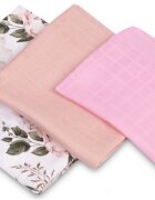 Sensillo Set 3 piese pentru bebelusi din muselina Trio Pink EG-0102 cu paturicascutec si prosopel 120x120 cm60x80 cm38x38 cmmaterial bumbac moale si absorbant