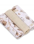 Sensillo Set 3 scutece din muselina Leaves Beige 60x80 cm EG-0005material din bumbacmoaleabsorbant