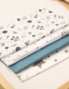 Sensillo Set 4 mini prosopele Spit Up Blue 35x35 cm din muselinatesatura din bumbac delicat