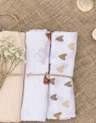 Sensillo Set 5 scutece multifunctionale Teddy Pink 70x80 cm din muselina 100 bumbacsuprafata texturatamoale si absorbanta