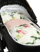 Sensillo Set pernuta cu volanas si pilota pentru caruciorlandoupatut copii Magnolia Pink cu doua fete bumbaccatifea Umplutura silicon lyocell antialergic Recomandat de la nastere