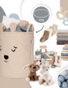 Sipo Cos pliabil cu manere rezistente Premium Fluffy Toy Boucle Bear Beige 43 litri