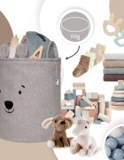 Sipo Cos pliabil cu manere rezistente Premium Fluffy Toy Boucle Bear Grey 43 litri