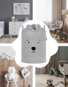 Sipo Cos pliabil cu manere rezistente Premium Fluffy Toy Boucle Bear Grey 43 litri