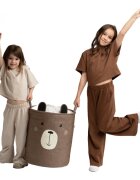 Sipo Cos pliabil pentru depozitare jucarii cu snur pentru inchidere Premium xl Brown Bear