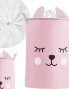 Sipo Cos pliabil pentru jucarii si rufe 35x42 cm bumbac 43l Pink Bear