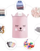 Sipo Cos pliabil pentru jucarii si rufe 35x42 cm bumbac 43l Pink Bear