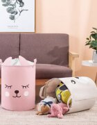 Sipo Cos pliabil pentru jucarii si rufe 35x42 cm bumbac 43l Pink Bear