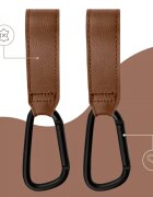 Sipo Set 2 carlige universale din piele ecologica maro pentru carucior