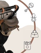 Sipo Set 2 carlige universale din piele ecologica maro pentru carucior