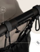 Sipo Set 2 carlige universale din piele ecologica neagra pentru carucior