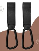 Sipo Set 2 carlige universale din piele ecologica neagra pentru carucior