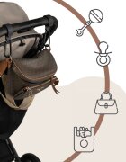 Sipo Set 2 carlige universale din piele ecologica neagra pentru carucior