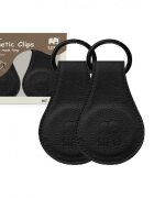 Sipo Set 2 clipsuri magnetice din piele ecologica neagra pentru carucior