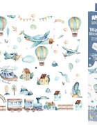 Sipo Sticker decorativ pentru copii autoadeziv Avioane si baloane 90x90 cm