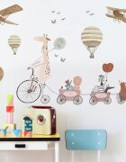Sipo Sticker decorativ pentru copii autoadeziv Girafa si prietenii 72x111 cm