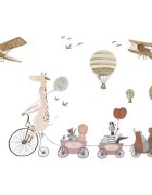 Sipo Sticker decorativ pentru copii autoadeziv Girafa si prietenii 72x111 cm