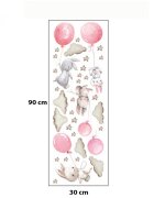 Sipo Sticker decorativ pentru copii autoadeziv Iepurasi cu baloane roz 70x49 cm