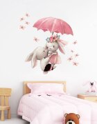 Sipo Sticker decorativ pentru copii autoadeziv Iepurasi cu umbrela 62 x 64 cm