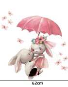 Sipo Sticker decorativ pentru copii autoadeziv Iepurasi cu umbrela 62 x 64 cm