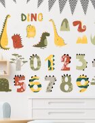 Sipo Sticker decorativ pentru copii autoadeziv Numerele lui Dino 63x63 cm