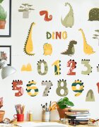 Sipo Sticker decorativ pentru copii autoadeziv Numerele lui Dino 63x63 cm