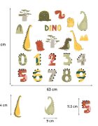Sipo Sticker decorativ pentru copii autoadeziv Numerele lui Dino 63x63 cm