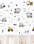 Sipo Sticker decorativ pentru copii autoadeziv Tractoare si Excavatoare 50x90 cm