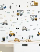 Sipo Sticker decorativ pentru copii autoadeziv Tractoare si Excavatoare 50x90 cm