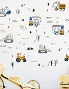 Sipo Sticker decorativ pentru copii autoadeziv Tractoare si Excavatoare 50x90 cm