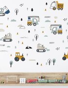 Sipo Sticker decorativ pentru copii autoadeziv Tractoare si Excavatoare 50x90 cm