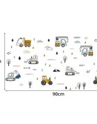 Sipo Sticker decorativ pentru copii autoadeziv Tractoare si Excavatoare 50x90 cm