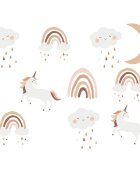 Sipo Sticker decorativ pentru copii autoadeziv Unicorni si Curcubeu 54x86 cm