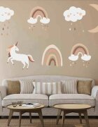 Sipo Sticker decorativ pentru copii autoadeziv Unicorni si Curcubeu 54x86 cm