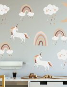 Sipo Sticker decorativ pentru copii autoadeziv Unicorni si Curcubeu 54x86 cm
