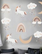 Sipo Sticker decorativ pentru copii autoadeziv Unicorni si Curcubeu 54x86 cm