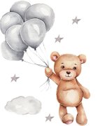 Sipo Sticker decorativ pentru copii autoadeziv Ursulet cu baloane 50x67 cm