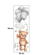 Sipo Sticker decorativ pentru copii autoadeziv Ursulet cu baloane 50x67 cm