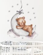 Sipo Sticker decorativ pentru copii autoadeziv Ursulet de plus pe luna 72x57 cm