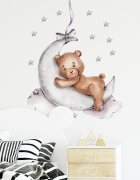 Sipo Sticker decorativ pentru copii autoadeziv Ursulet de plus pe luna 72x57 cm