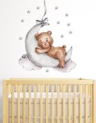 Sipo Sticker decorativ pentru copii autoadeziv Ursulet de plus pe luna 72x57 cm
