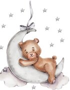 Sipo Sticker decorativ pentru copii autoadeziv Ursulet de plus pe luna 72x57 cm