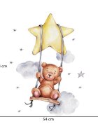 Sipo Sticker decorativ pentru copii autoadeziv Ursulet pe leagan 57 x 74 cm